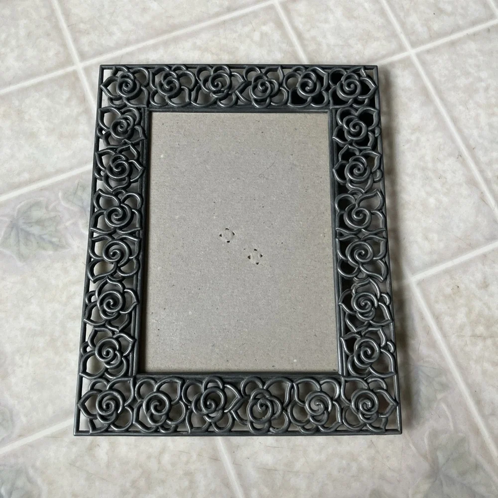 Ashleigh Manor Metal Picture Frame with An Openwork Rose Border  5 X 7 no glass